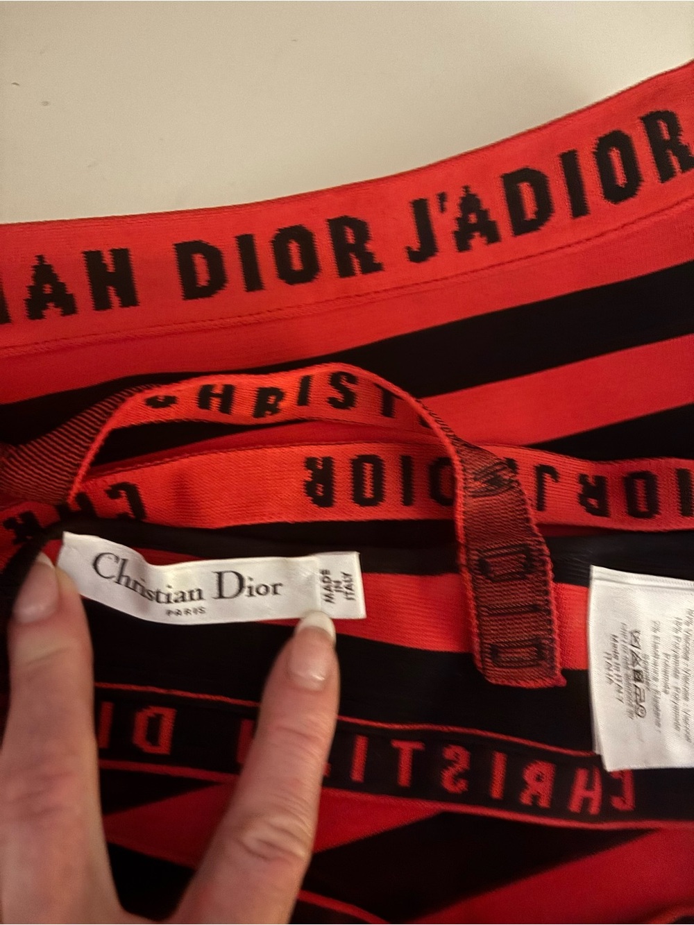 Dior Red and Black J'Adior Logo Bikini Set
